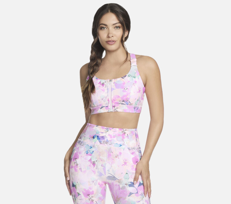 GO WALK Seascape Floral Zip Front Bra Clothes Skechers.fi