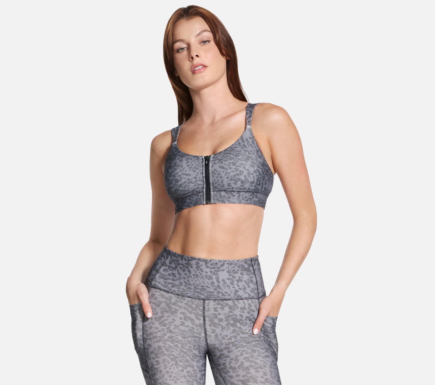 GO WALK Evolution Printed Zip Front Bra Clothes Skechers.fi